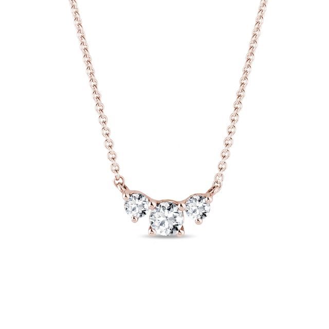 THREE DIAMOND NECKLACE IN ROSE GOLD - DIAMOND NECKLACES - NECKLACES