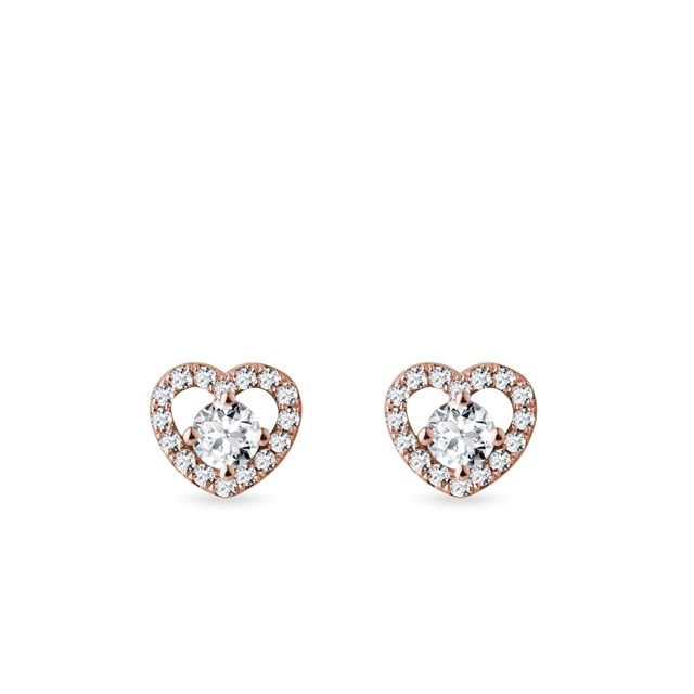 DIAMOND HEART EARRINGS IN ROSE GOLD - DIAMOND EARRINGS - EARRINGS