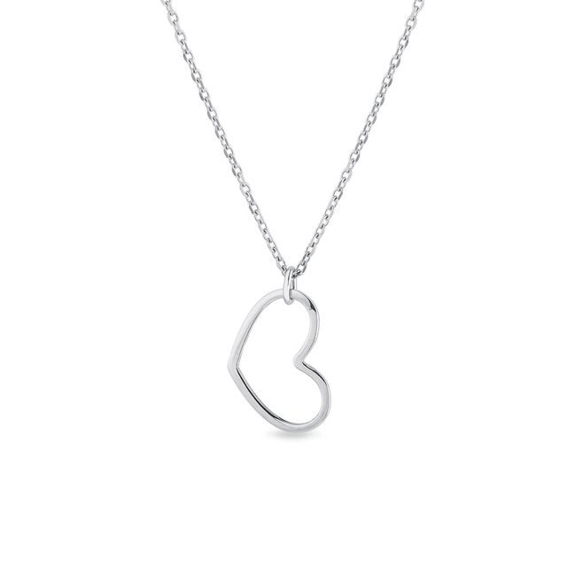 COLLIER D'OR BLANC AVEC PENDENTIF MOTIF CŒUR - COLLIERS EN OR BLANC - COLLIERS