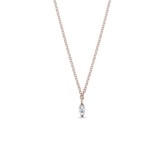 COLLIER MINIMALISTE AVEC OR ROSE AVEC DIAMANT TAILLE MARQUISE - COLLIERS AVEC DIAMANTS - COLLIERS