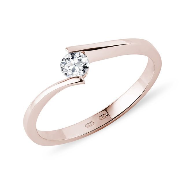 Minimalistický prsten z růžového zlata s diamantem
