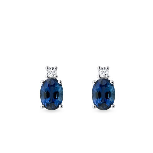 GOLDOHRRINGE MIT SAPHIREN UND DIAMANTEN - OHRRINGE MIT SAPHIR - OHRRINGE