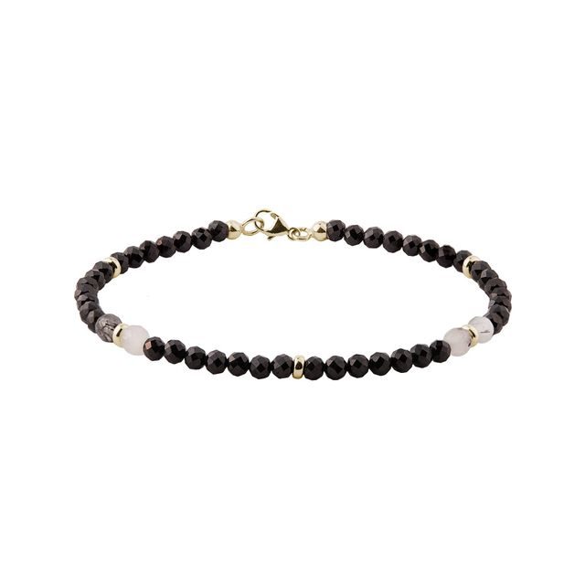 BLACK SPINEL AND TOURMALINE BRACELET IN GOLD - MINERAL BRACELETS - BRACELETS