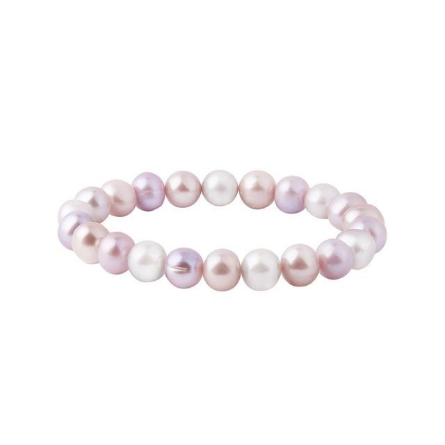 Pink pearl bracelet on elastic band