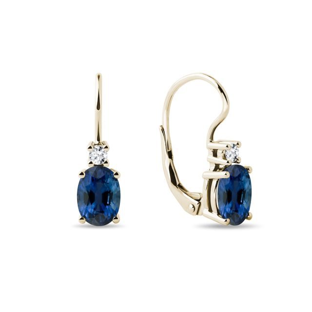 OVAL SAPPHIRE AND DIAMOND DROP EARRINGS - SAPPHIRE EARRINGS - EARRINGS