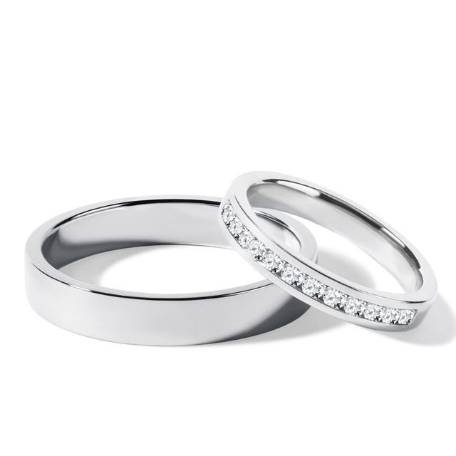 JEU DE BAGUES DE MARIAGE EN OR BLANC - ENSEMBLES D’ALLIANCES EN OR BLANC - ALLIANCES DE MARIAGE