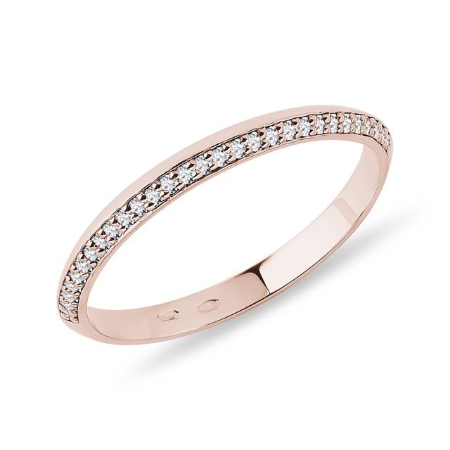 BAGUE DE MARIAGE EN OR ROSE AVEC BRILLANTS RONDS - ALLIANCES DE MARIAGE FEMMES - ALLIANCES DE MARIAGE