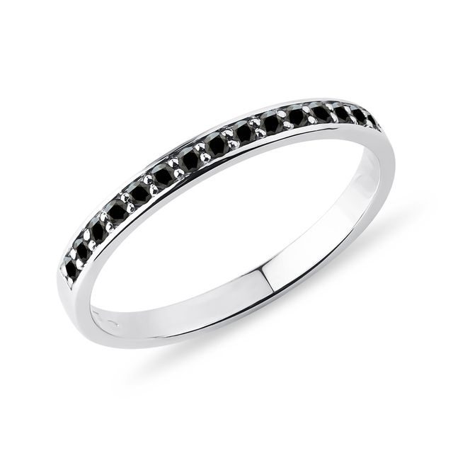 BLACK DIAMOND RING IN WHITE GOLD - WOMEN'S WEDDING RINGS - WEDDING RINGS