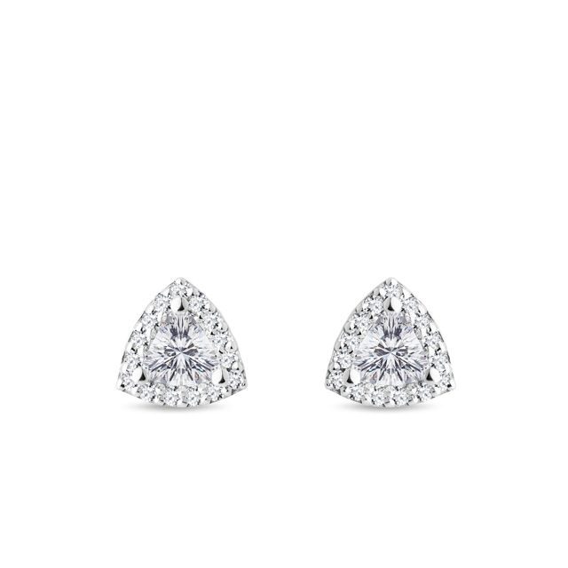 WHITE GOLD EARRINGS WITH DIAMOND AND BRILLIANTS - DIAMOND STUD EARRINGS - EARRINGS