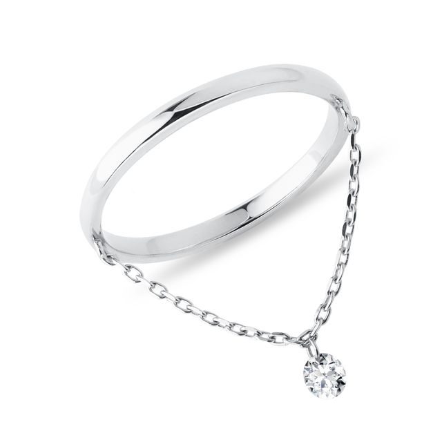 KETTENRING MIT DIAMANT AUS 14 KT WEISSGOLD - RINGE DIAMANT - RINGE