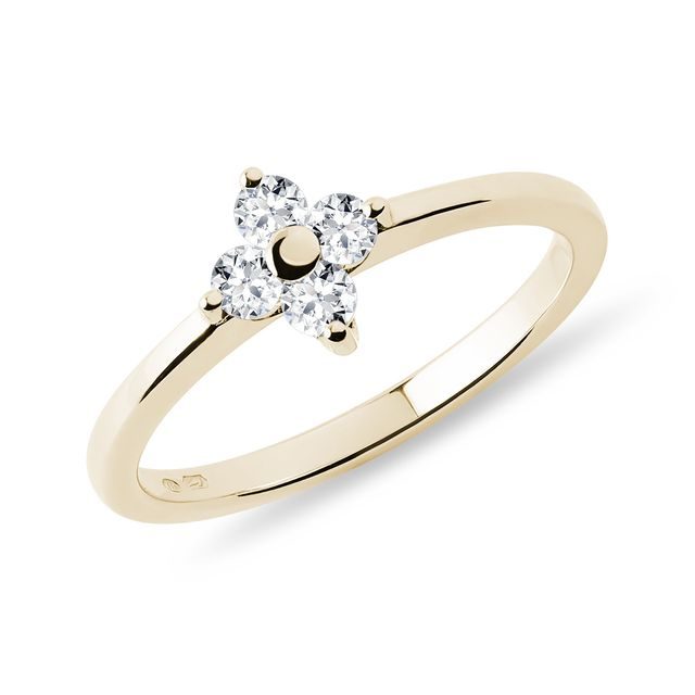 FOUR-LEAF CLOVER DIAMOND RING IN 14K YELLOW GOLD - DIAMOND RINGS - RINGS