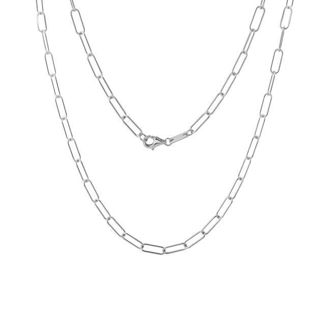 ŘETÍZEK TYPU PAPERCLIP V BÍLÉM ZLATĚ V DÉLCE 50 CM - ZLATÉ ŘETÍZKY - NÁHRDELNÍKY