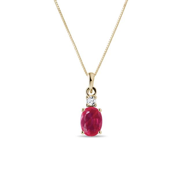 RUBY AND DIAMOND YELLOW GOLD NECKLACE - RUBY NECKLACES - NECKLACES