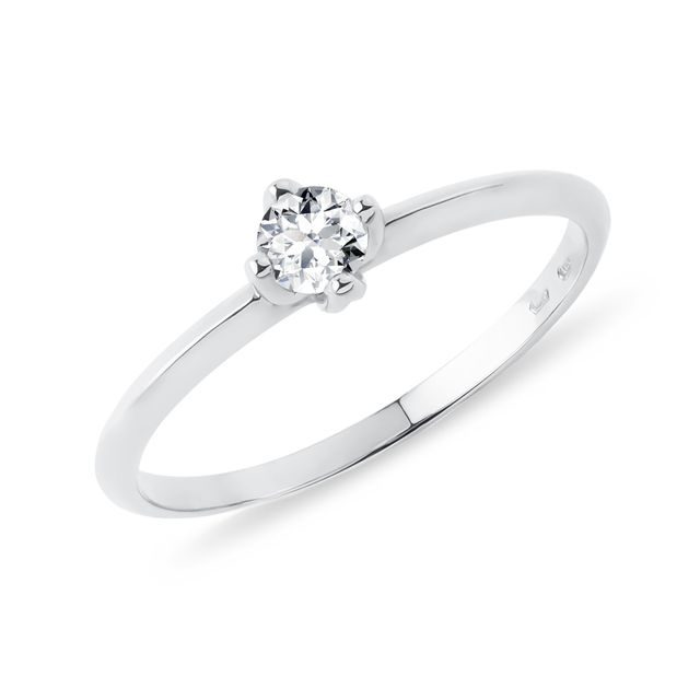 DELICATE WHITE GOLD RING WITH BRILLIANT - SOLITAIRE ENGAGEMENT RINGS - ENGAGEMENT RINGS