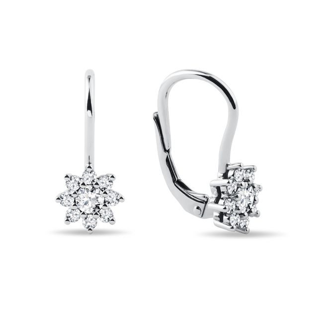 DIAMOND FLOWER WHITE GOLD EARRINGS - DIAMOND EARRINGS - EARRINGS