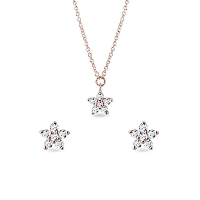 SCHMUCKSET AUS ROSÉGOLD MIT DIAMANTBLUMEN - SCHMUCK SETS DIAMANT - SCHMUCK