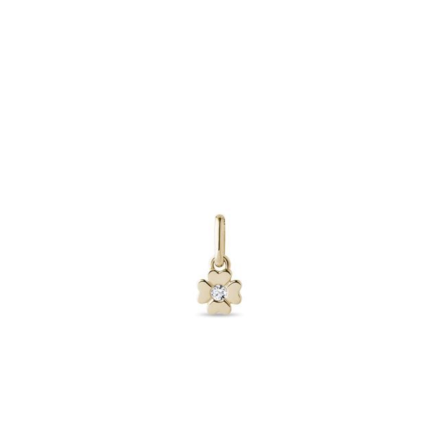 BLUMENANHÄNGER AUS GELBGOLD MIT ZIRKONIA - KINDER ANHÄNGER - KETTEN