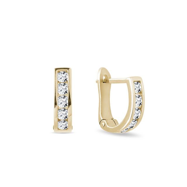 YELLOW GOLD DIAMOND HUGGIE EARRINGS - DIAMOND EARRINGS - EARRINGS