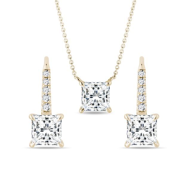 PARURE DE BIJOUX AVEC DIAMANTS DE LABORATOIRE EN OR JAUNE - ENSEMBLES DE BIJOUX EN DIAMANT - BIJOUX