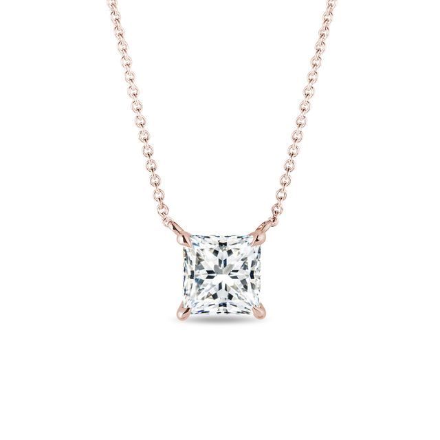 LAB GROWN PRINCESS DIAMOND NECKLACE IN ROSE GOLD - DIAMOND NECKLACES - NECKLACES