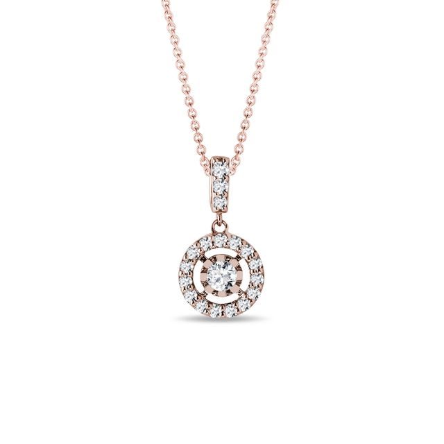 COLLIER EN OR ROSE SERTI DE DIAMANTS - COLLIERS AVEC DIAMANTS - COLLIERS