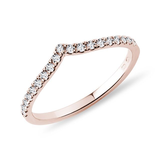 BAGUE CHEVRON EN OR ROSE AVEC DIAMANTS - ALLIANCES DE MARIAGE FEMMES - ALLIANCES DE MARIAGE