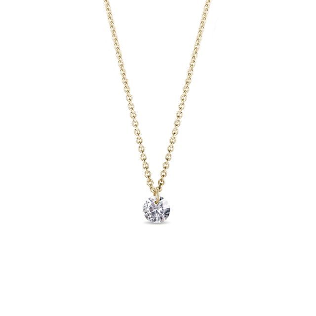 Dancing diamond necklace in yellow gold