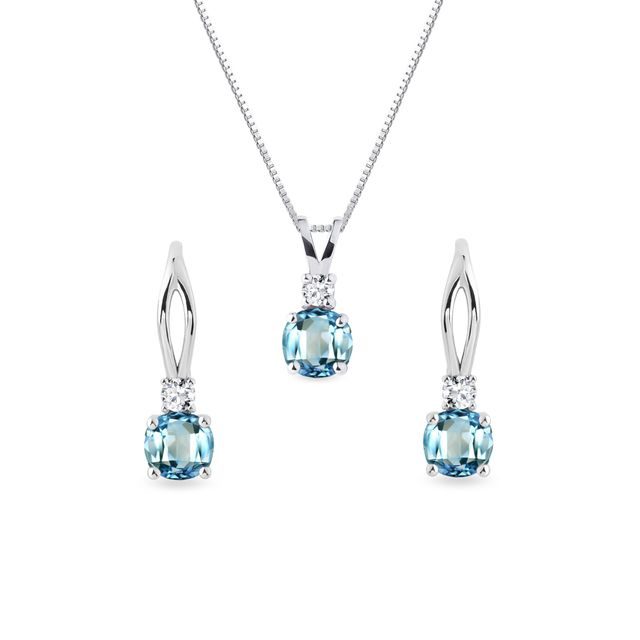 SET TOPAZOVÝCH ŠPERKŮ V BÍLÉM 14K ZLATĚ - DRAHOKAMOVÉ SOUPRAVY - ŠPERKY