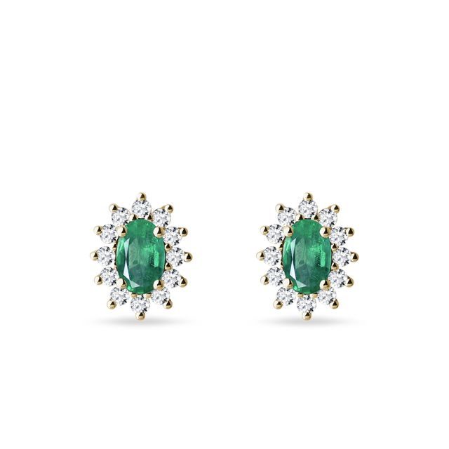 BOUCLES D'OREILLES EN OR AVEC ÉMERAUDES ET DIAMANTS - BOUCLES D'OREILLES EN ÉMERAUDE - BOUCLES D'OREILLES