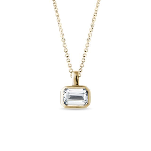 HALSKETTE MIT SMARAGDGESCHLIFFENEM DIAMANTEN IN GELBGOLD - KETTEN MIT DIAMANTEN - KETTEN