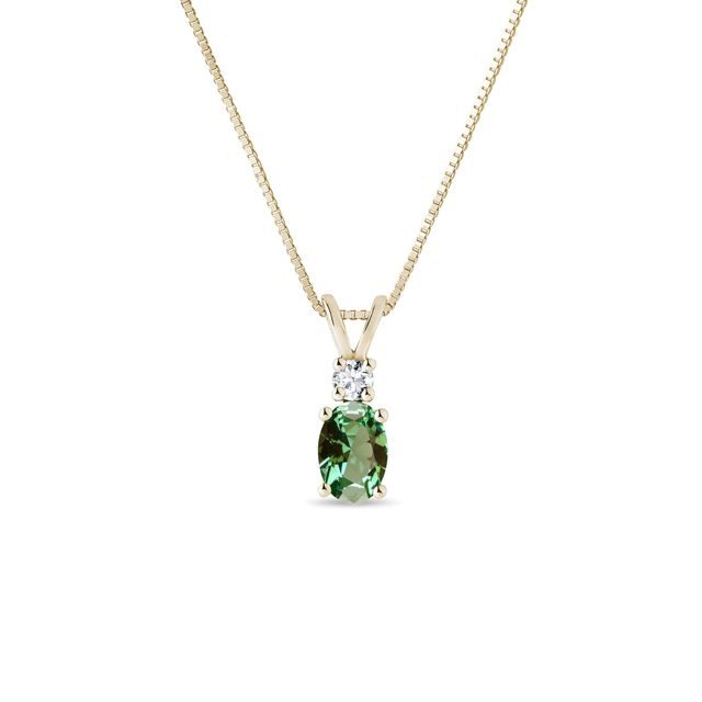 COLLIER AVEC TOURMALINE VERTE ET DIAMANT EN OR - COLLIERS AVEC TOURMALINE - COLLIERS