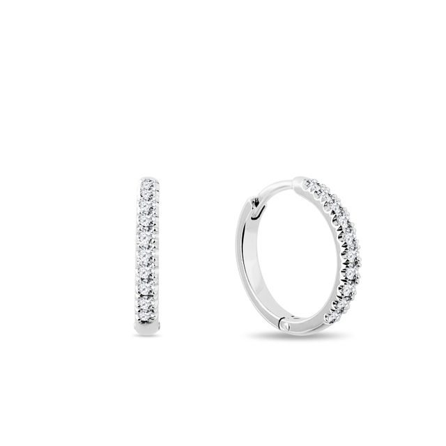 BOUCLES D'OREILLES CLASSIQUES EN OR BLANC ET DIAMANTS - BOUCLES D'OREILLES EN DIAMANT - BOUCLES D'OREILLES