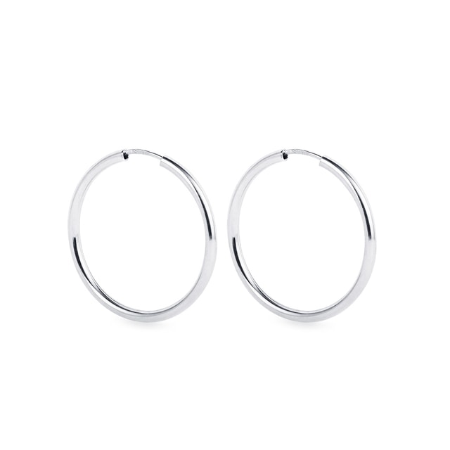 White gold hoop earrings 25 mm