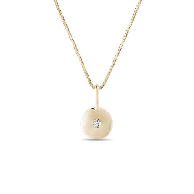 GOLD NECKLACE MEDALLION WITH DIAMOND - DIAMOND NECKLACES - NECKLACES