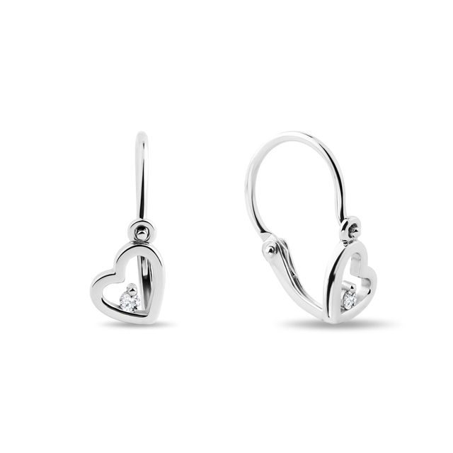 KOLCZYKI DLA DZIECI Z BIAŁEGO ZŁOTA W KSZTAŁCIE SERDUSZEK - KOLCZYKI DLA DZIECI - KOLCZYKI