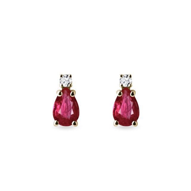 BOUCLES D'OREILLES EN OR AVEC DIAMANTS ET RUBIS - BOUCLES D'OREILLES EN RUBIS - BOUCLES D'OREILLES