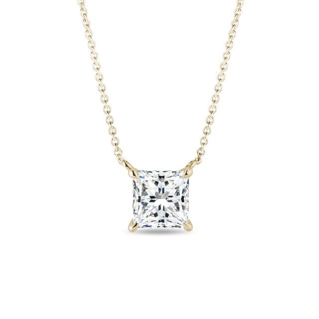 GELBGOLDENE HALSKETTE MIT LABOR-DIAMANTEN IM PRINZESSSCHLIFF - KETTEN MIT DIAMANTEN - KETTEN
