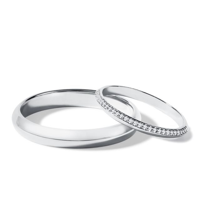 WHITE GOLD WEDDING RING SET WITH CURVED PROFILE - WHITE GOLD WEDDING SETS - WEDDING RINGS