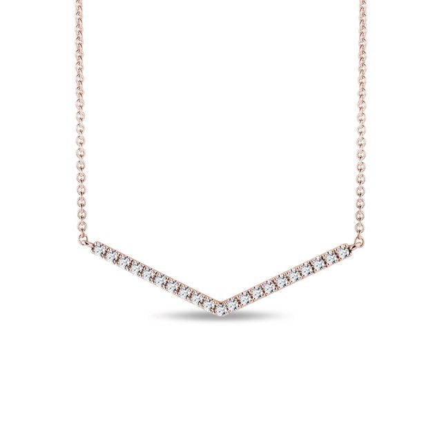 COLLIER V EN OR ROSE ET DIAMANTS - COLLIERS AVEC DIAMANTS - COLLIERS