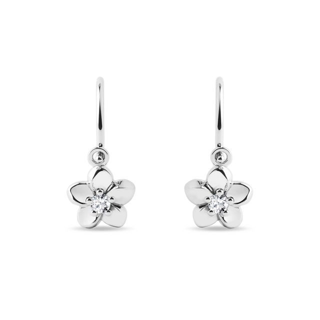 BOUCLES D'OREILLES FLEUR EN OR ET DIAMANTS - BOUCLES D'OREILLES POUR ENFANTS - BOUCLES D'OREILLES