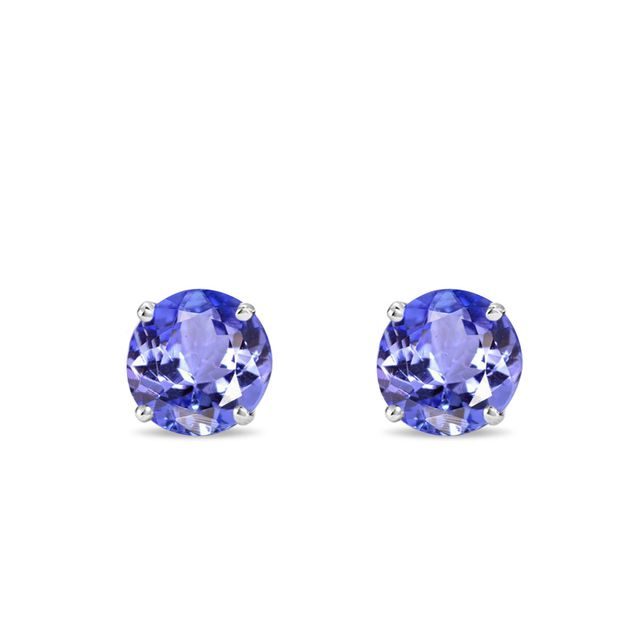 BOUCLES D'OREILLES EN OR AVEC TANZANITES - BOUCLES D’OREILLES EN TANZANITE - BOUCLES D'OREILLES