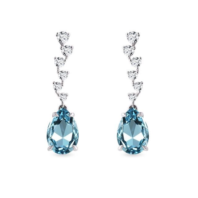 TOPAZ AND DIAMOND EARRINGS IN WHITE GOLD - TOPAZ EARRINGS - EARRINGS