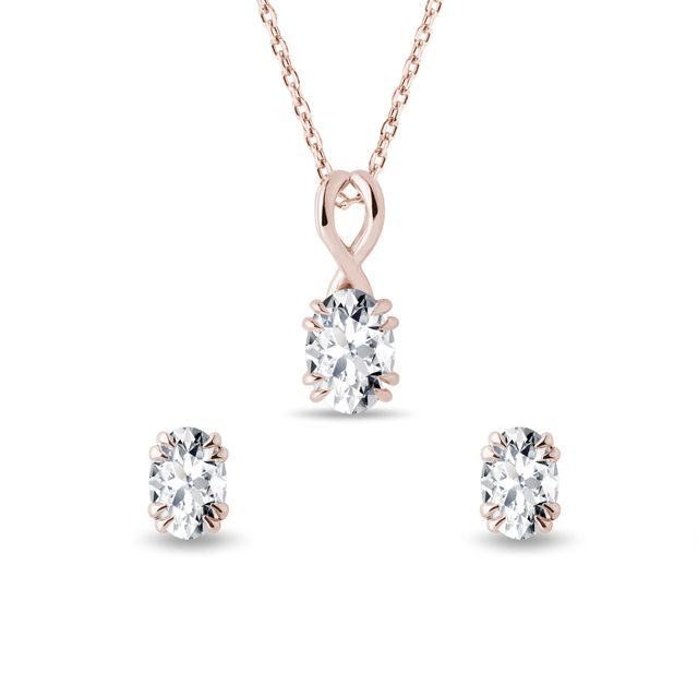 ROSE GOLD NECKLACE AND EARRING SET WITH DIAMONDS - DIAMOND SETS - FINE JEWELRY