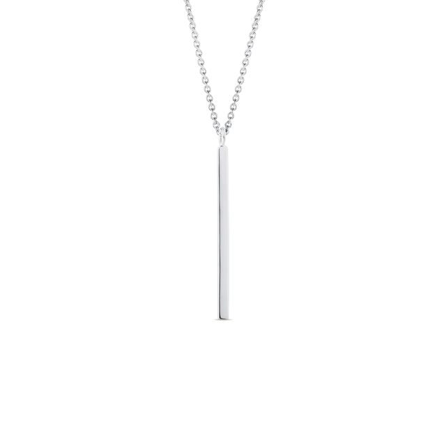 SMOOTH WHITE GOLD BAR NECKLACE - WHITE GOLD NECKLACES - NECKLACES