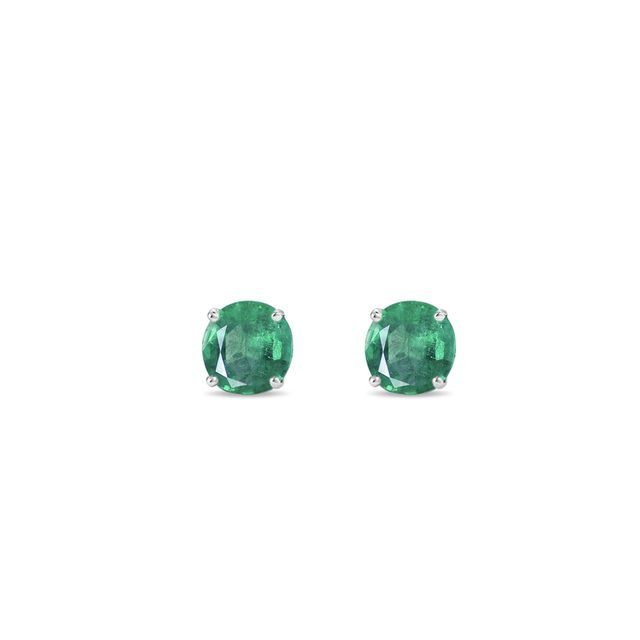 Emerald earrings in white gold