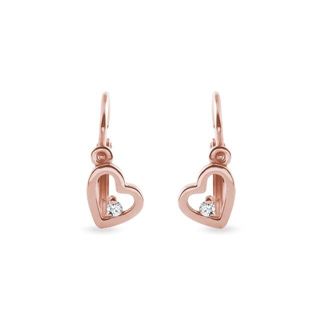 BOUCLES D'OREILLES POUR BÉBÉS EN OR ROSE MOTIF CŒUR - BOUCLES D'OREILLES POUR ENFANTS - BOUCLES D'OREILLES