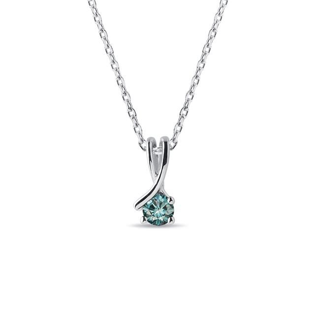 BLUE DIAMOND RIBBON NECKLACE IN WHITE GOLD - DIAMOND NECKLACES - NECKLACES