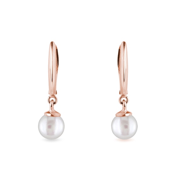 EARRINGS IN ROSE GOLD WITH FRESHWATER PEARLS - PEARL EARRINGS - PEARL JEWELRY