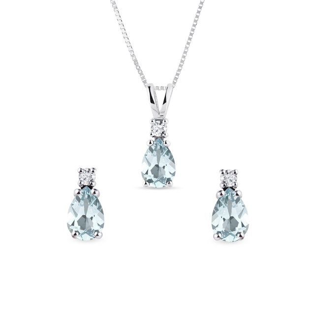 AQUAMARINE WHITE GOLD JEWELRY SET - JEWELRY SETS - FINE JEWELRY