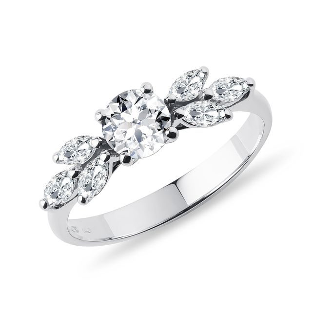 Marquise diamond engagement ring in white gold